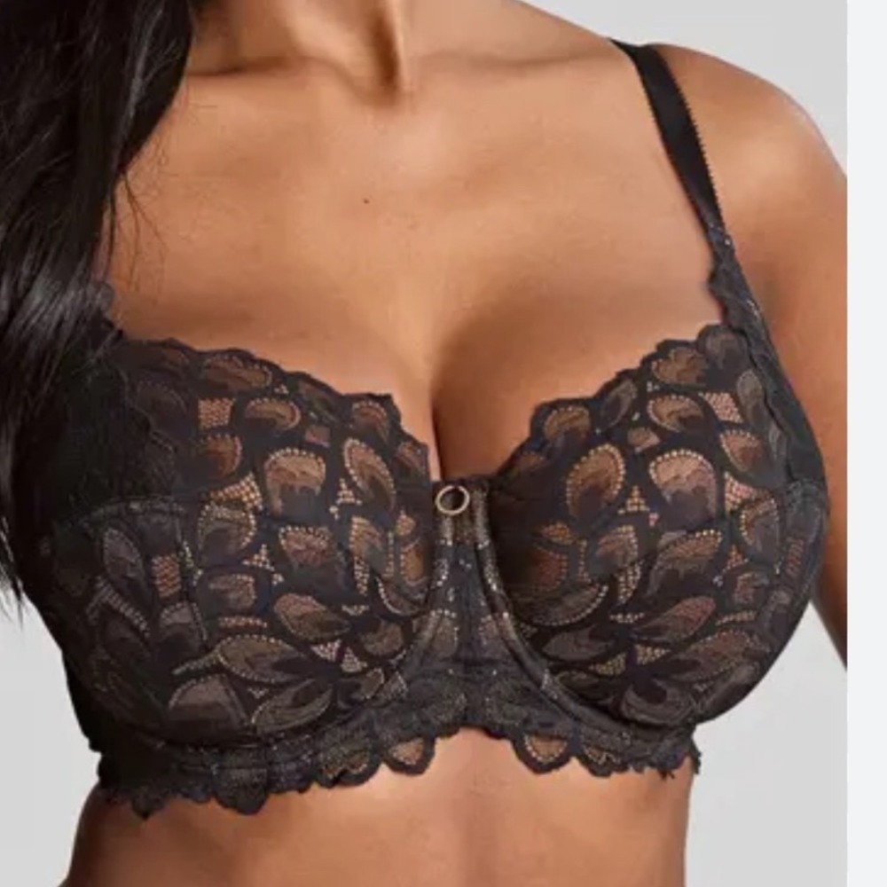 Panache Allure 10765 Full Cup Bra Black Latte Lace Underwired 38J USA NWT - Picture 6 of 6